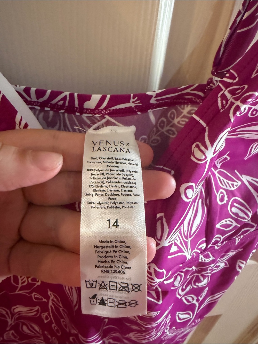 VENUS x LASCANA Floral Tankini Top Purple White Size 14 NWT - Picture 3 of 7